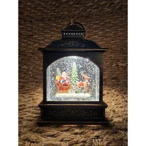 NEW! Gerson Santa Christmas Lighted Water Lantern Holiday Snow Globe 10" Decor
